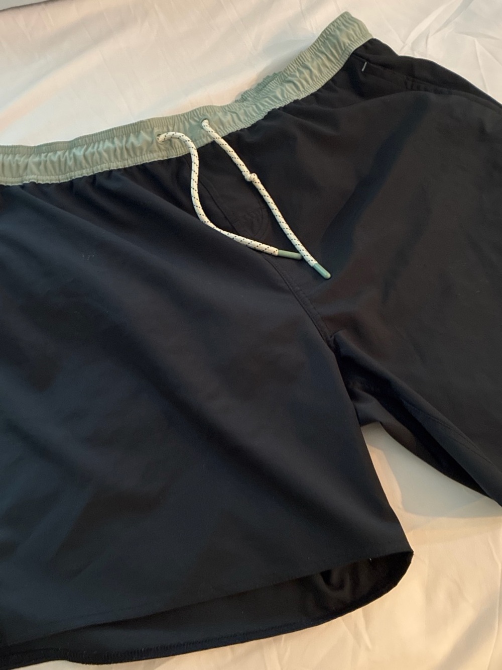 Laguna B Black Swim Trunks with Sage Green Waistband